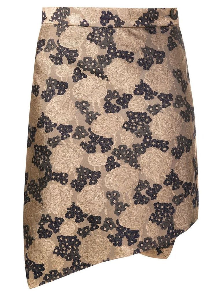 Vivienne Westwood floral asymmetric mini skirt - Brown