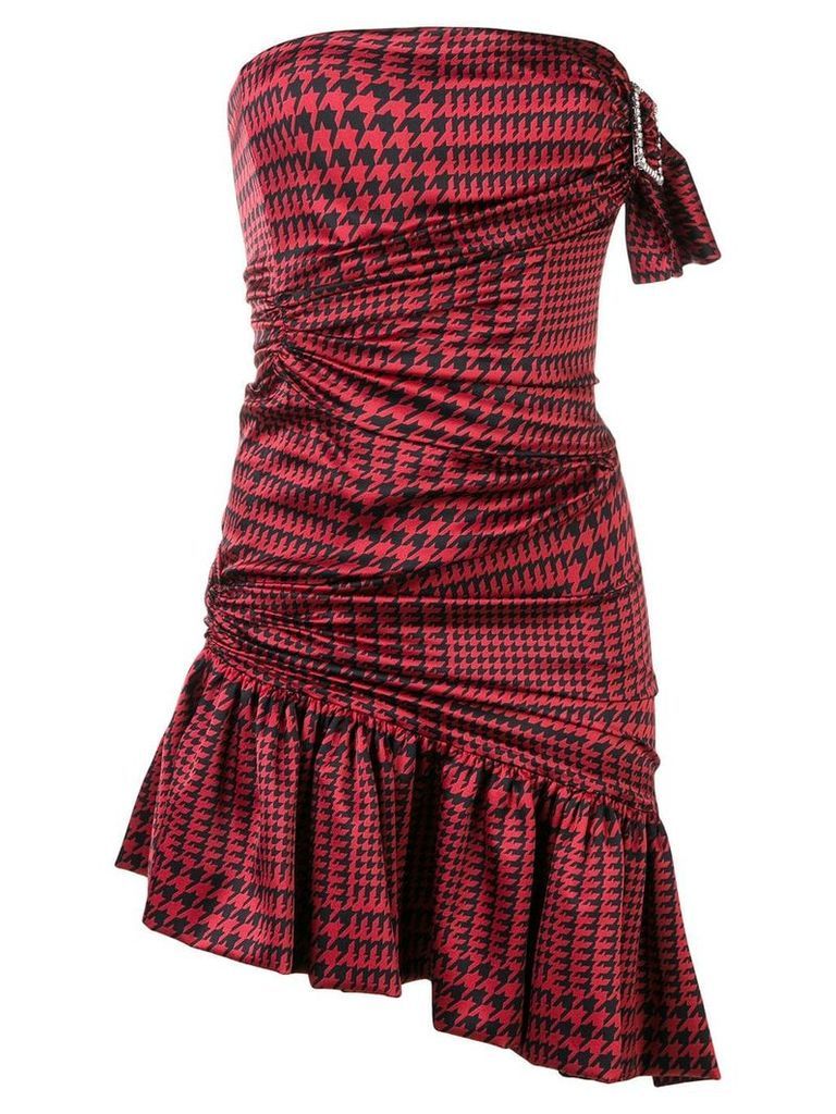 Alexandre Vauthier strapless houndstooth dress - Red