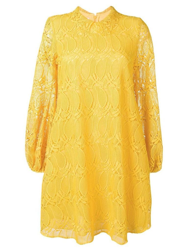 Giamba flared lace dress - Yellow