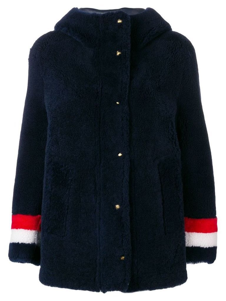 Thom Browne Reversible Hooded Shearling Parka - Blue