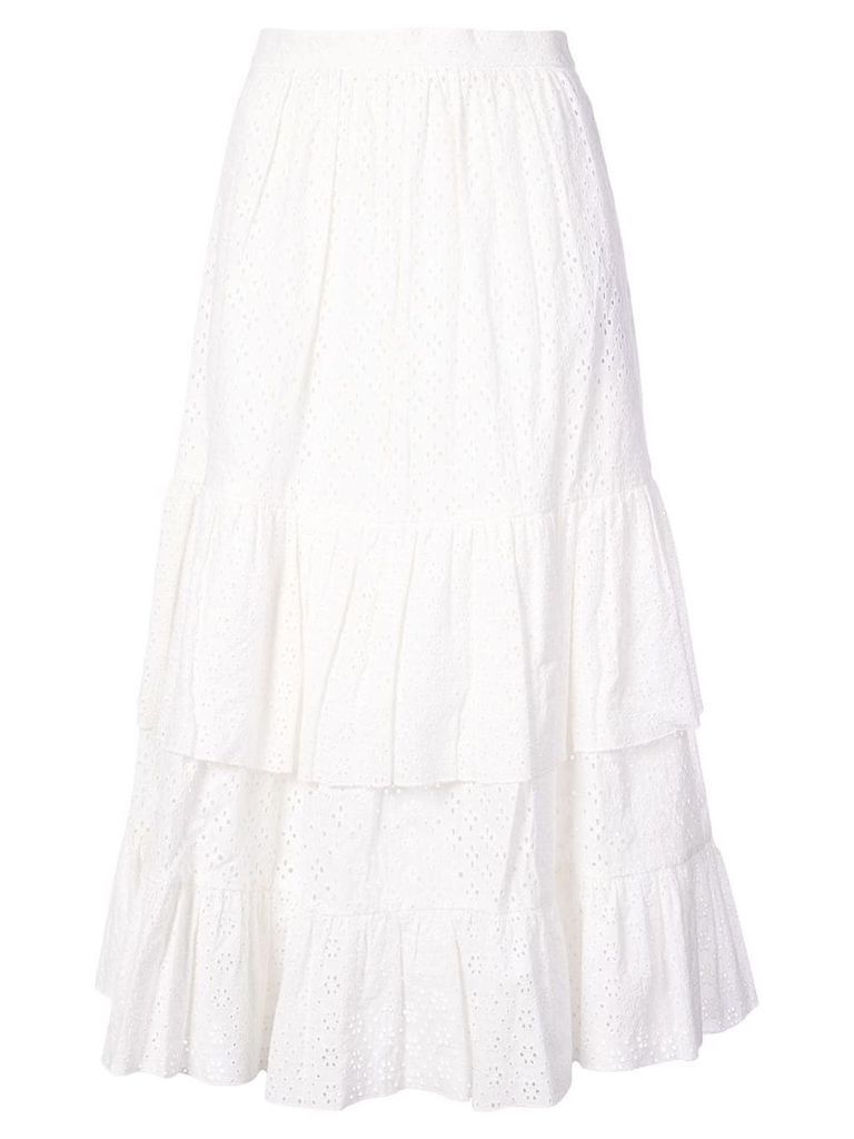 Alexa Chung embroidered flared midi skirt - White