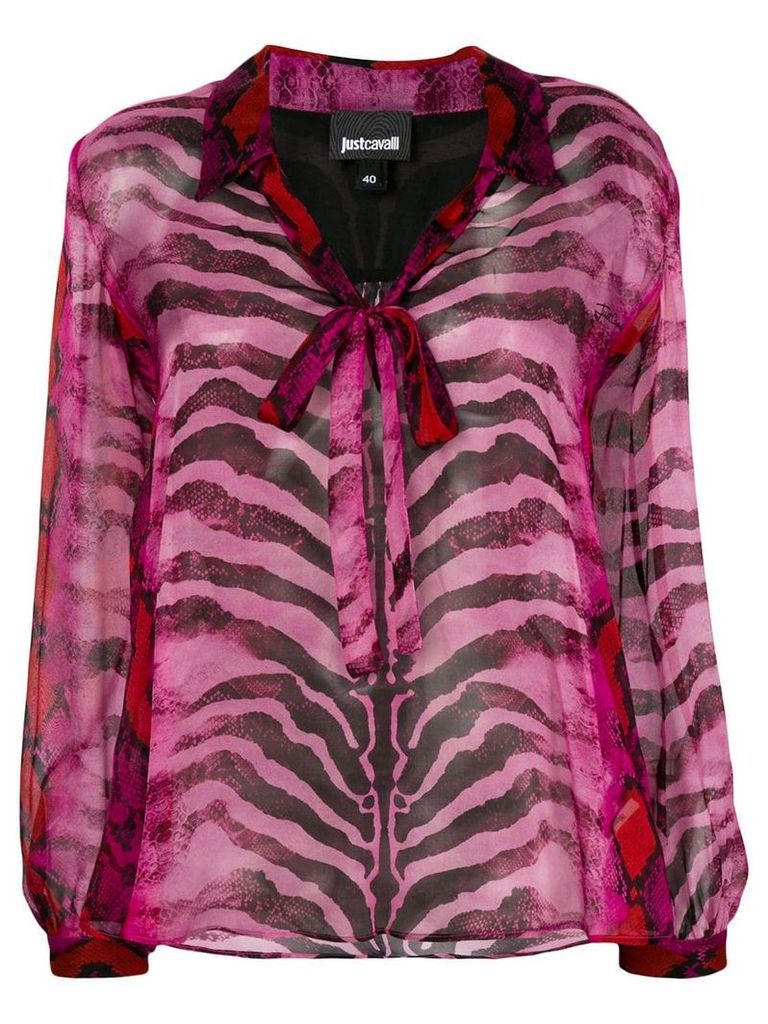 Just Cavalli animal-print sheer blouse - PINK