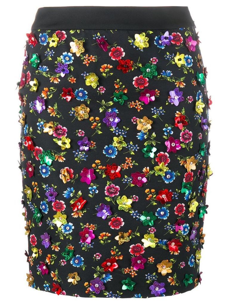 Moschino floral embellished skirt - Black