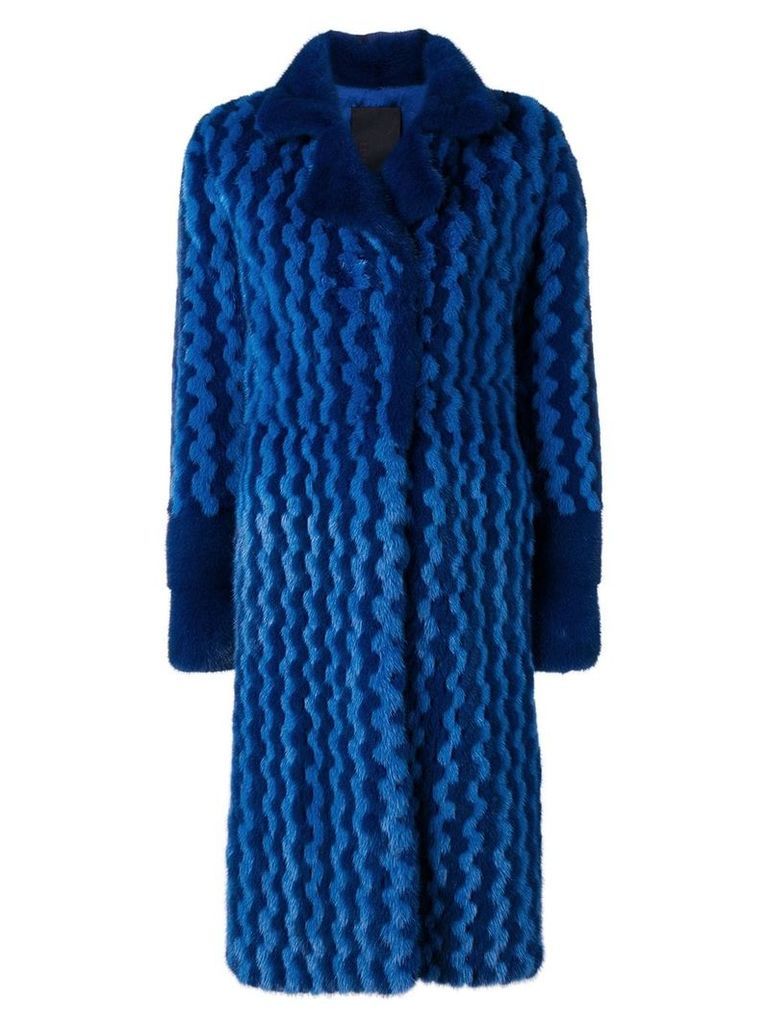 Liska Bexin two-tone fur coat - Blue