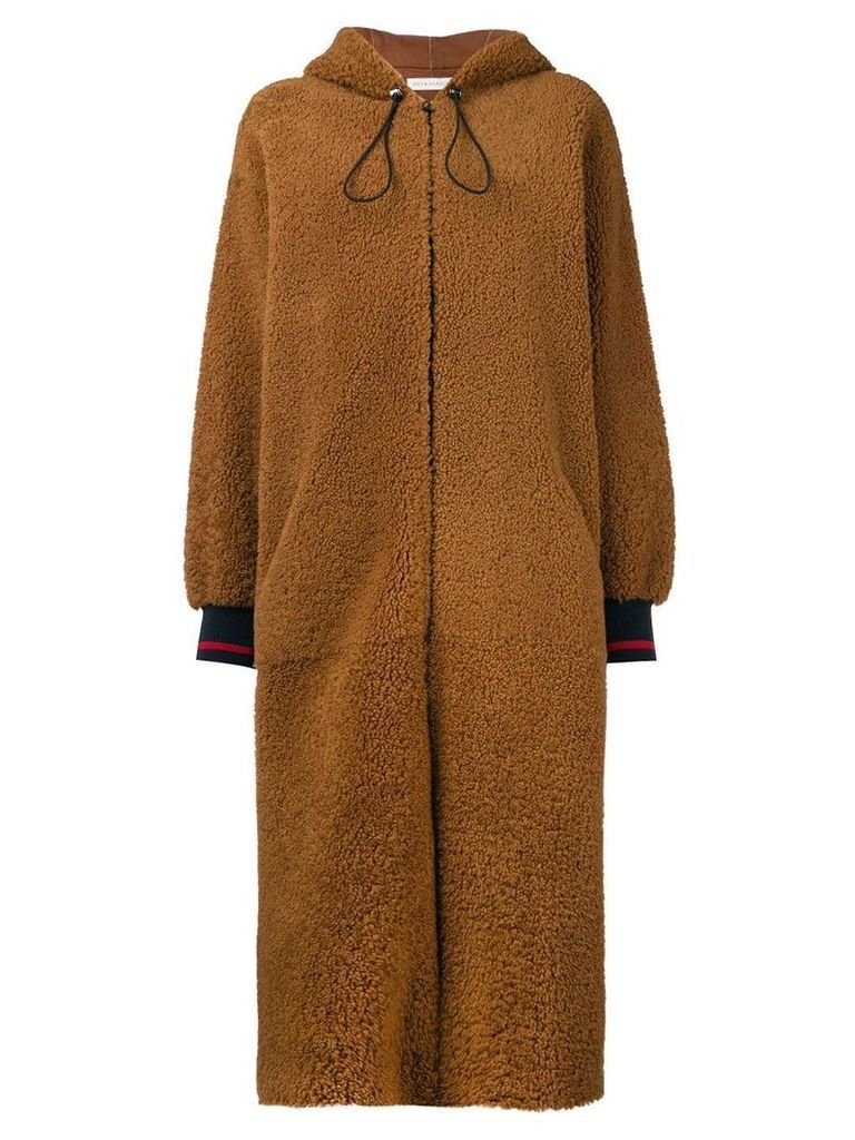 Inès & Maréchal hooded shearling coat - Brown