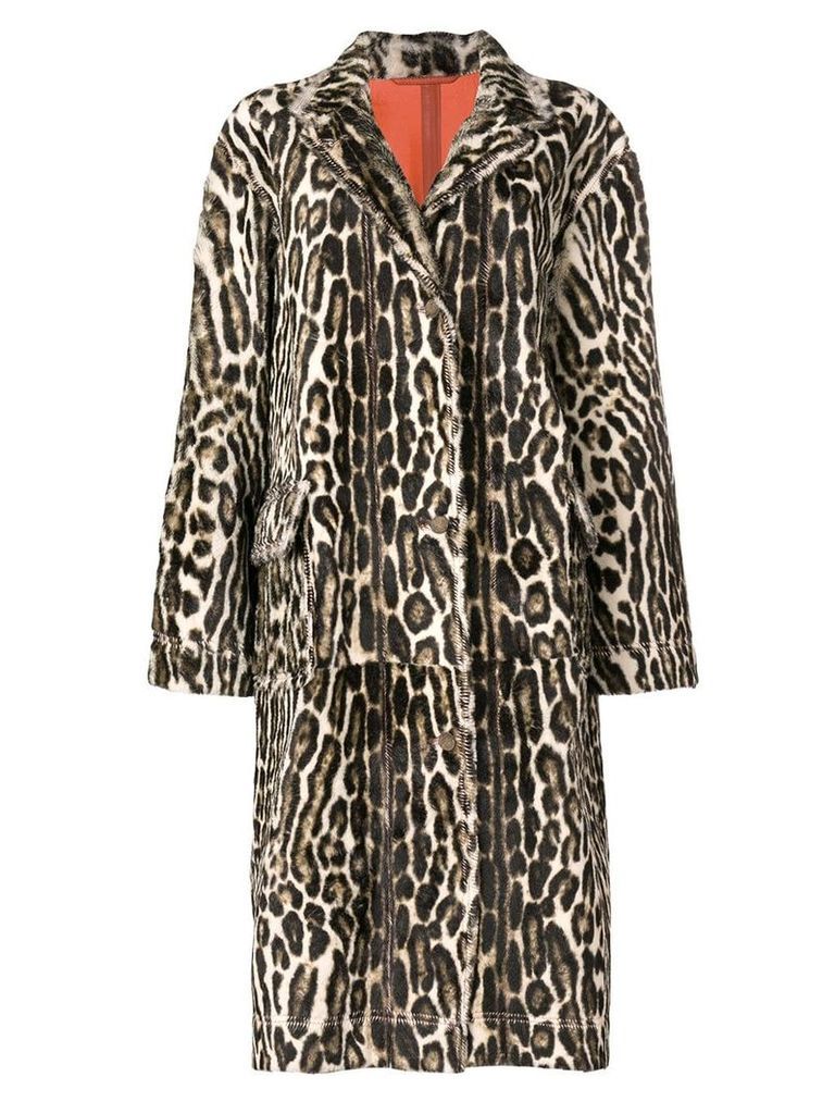 Calvin Klein 205W39nyc long leopard print coat - Neutrals