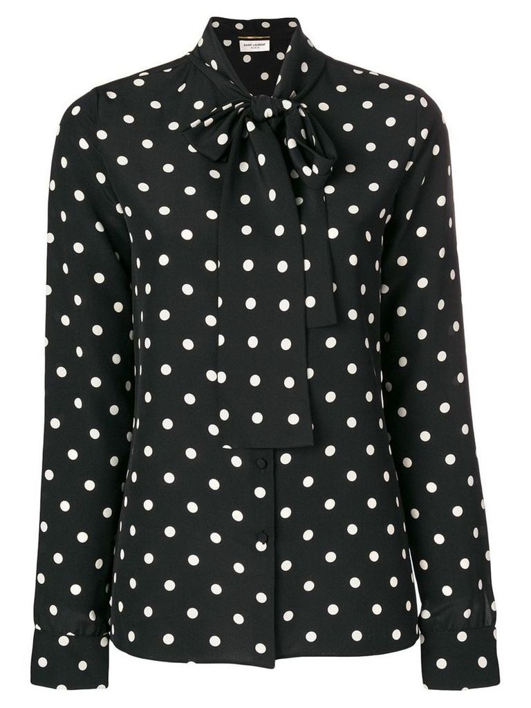 Saint Laurent polka dot pussy bow blouse - Black
