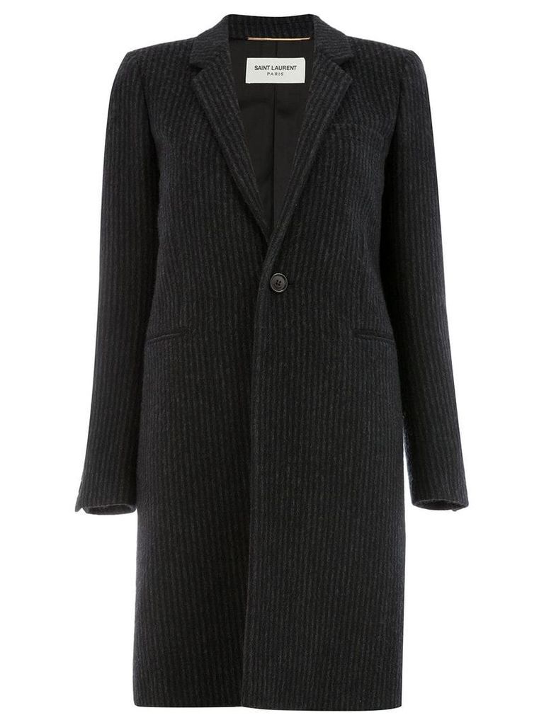 Saint Laurent striped single-breasted coat - Black
