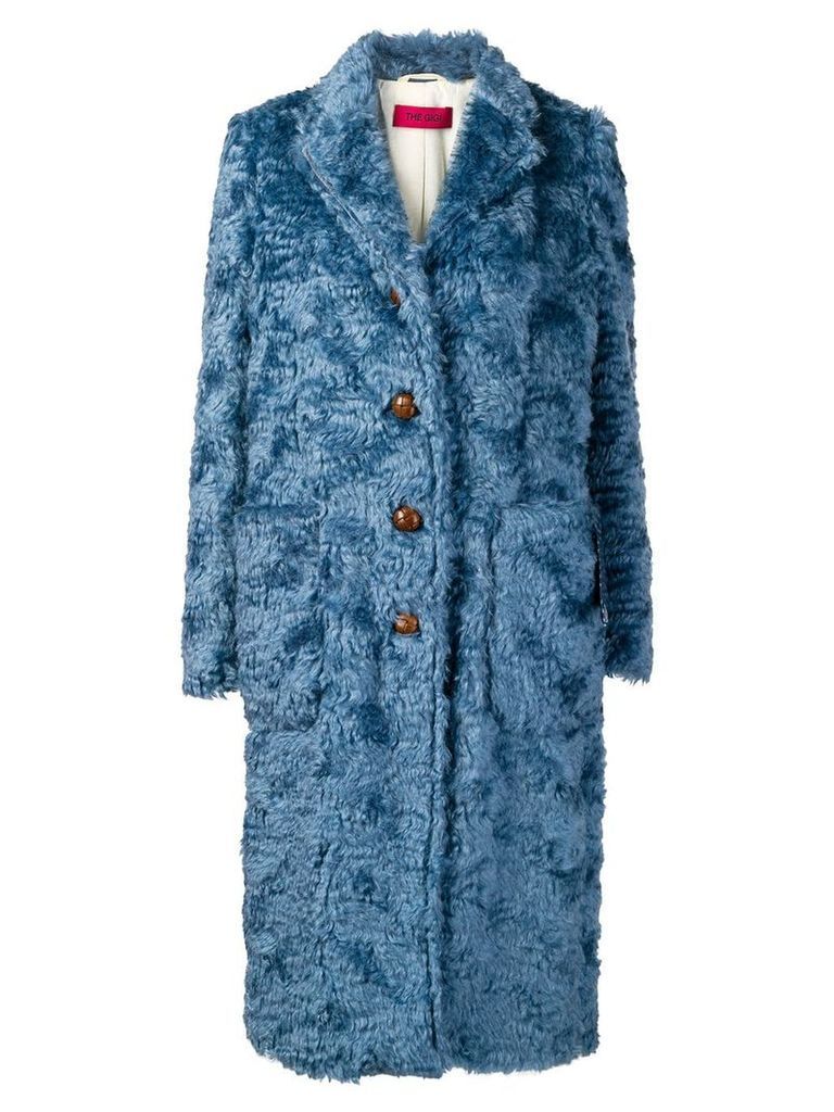The Gigi single-breasted shearling coat - Blue