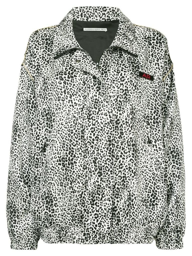 Alessandra Rich leopard print bomber jacket - Brown