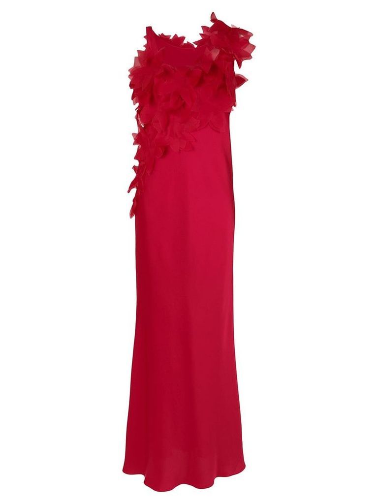 Gloria Coelho floral appliqué gown - Red