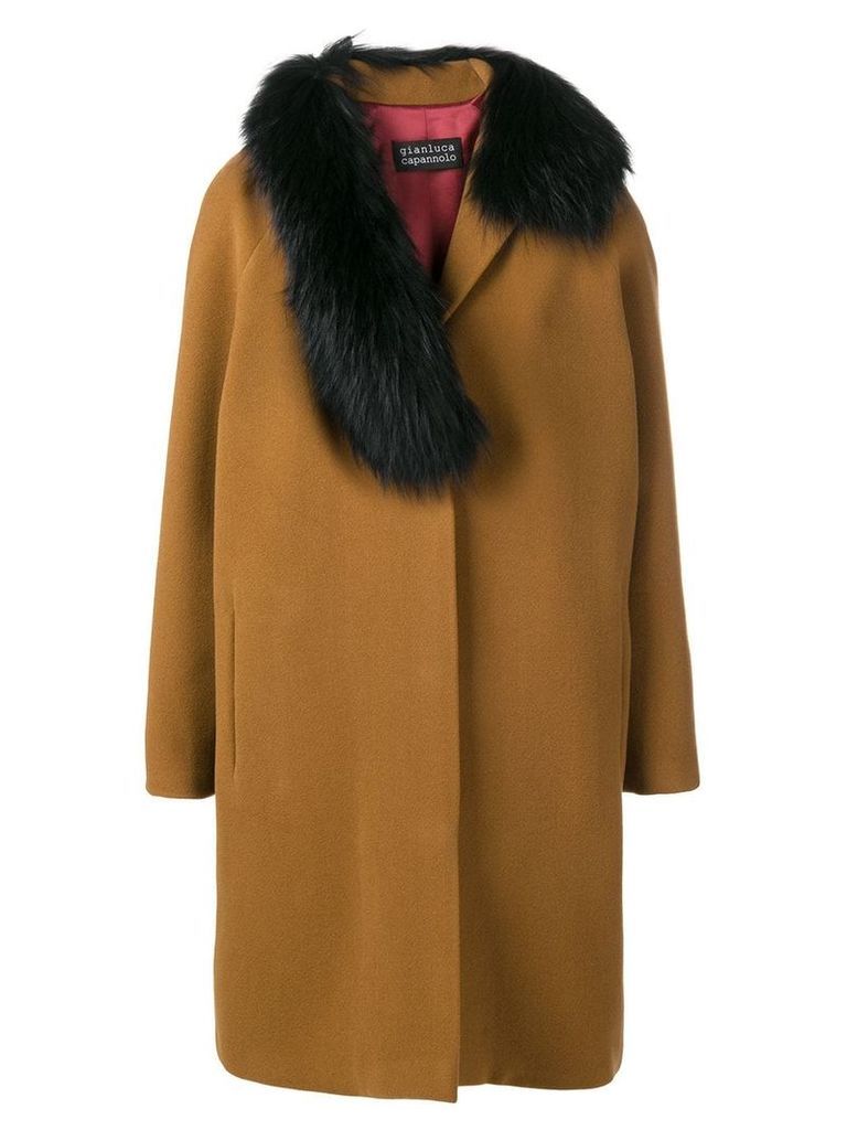 Gianluca Capannolo fox fur trim coat - Brown