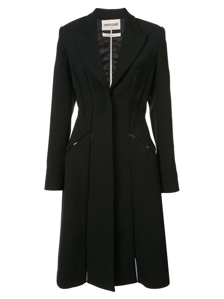 Roberto Cavalli seam detailed fitted coat - Black