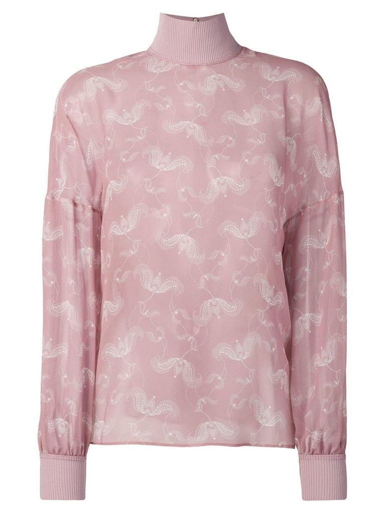 Fendi embroidered long-sleeve blouse - PINK