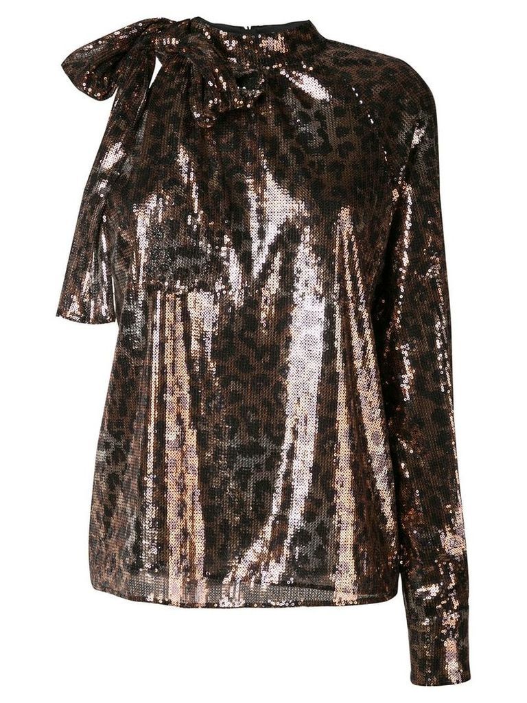 MSGM leopard sequinned blouse - Brown