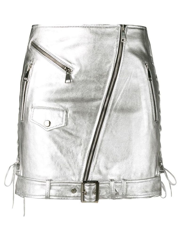 Manokhi metallic biker skirt - SILVER