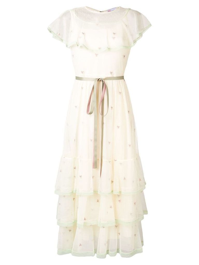 Red Valentino point d'esprit embroidered tulle dress - Neutrals