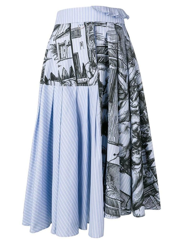 JW Anderson Durer scene print striped skirt - Blue
