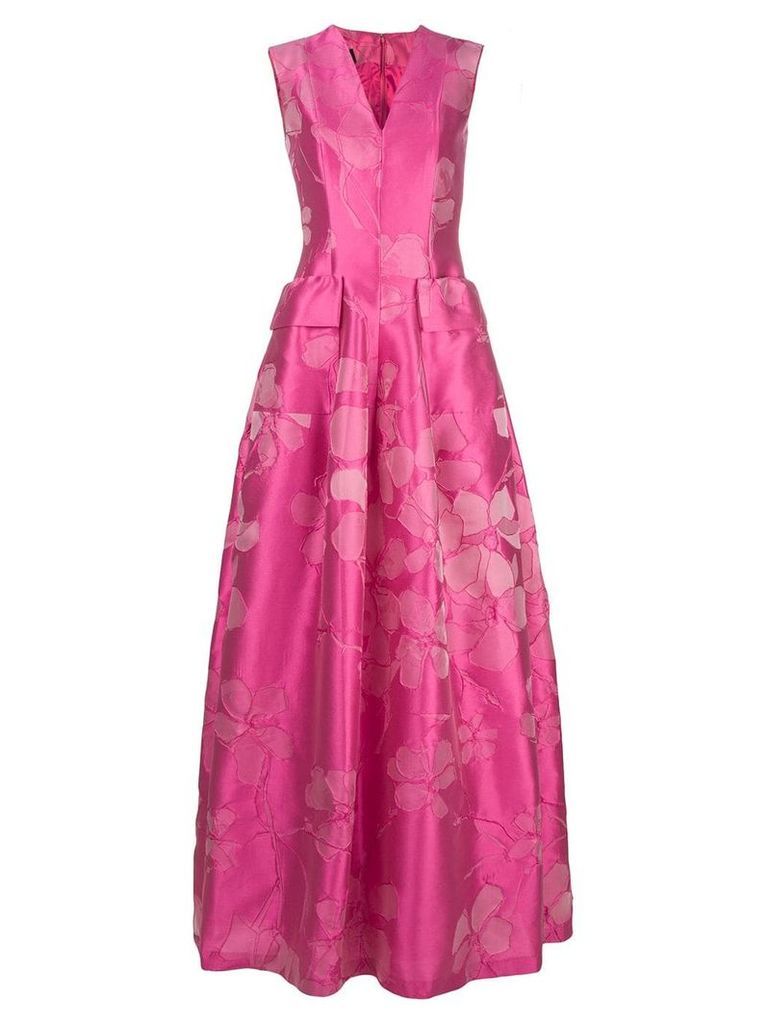 Talbot Runhof floral jacquard full dress - PINK