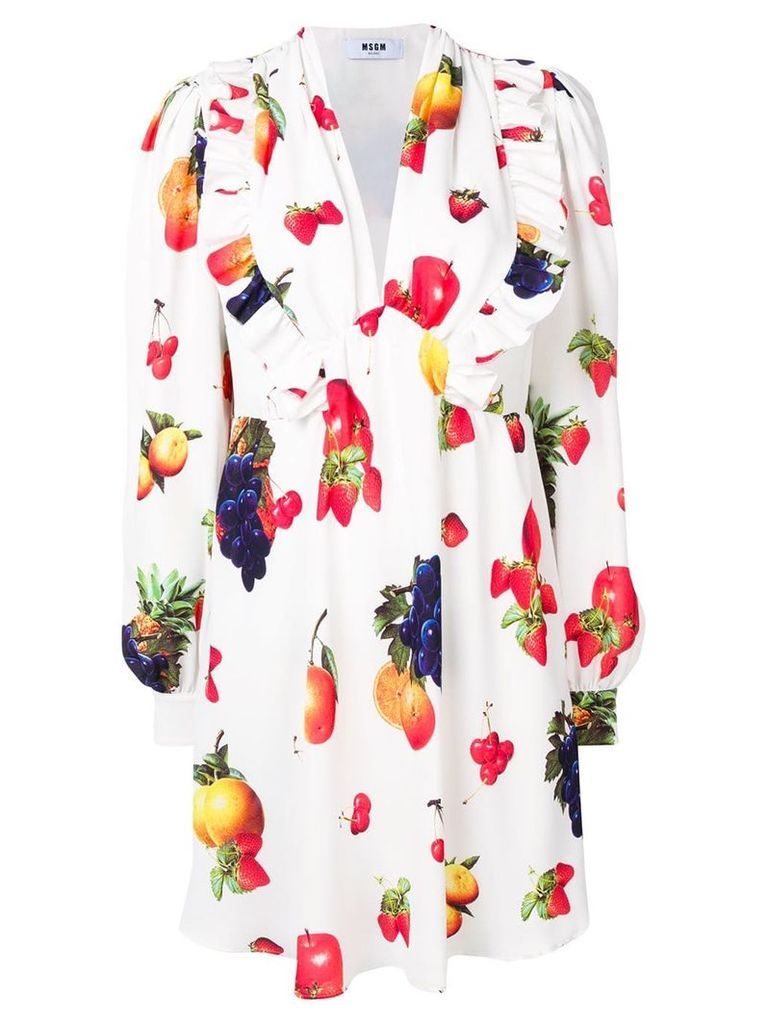 MSGM fruit print midi dress - White