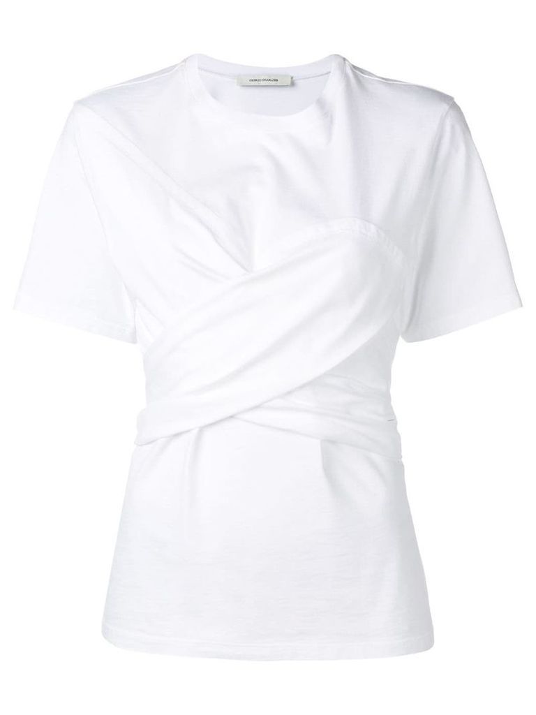 Cédric Charlier T-shirt with knotted drape - White