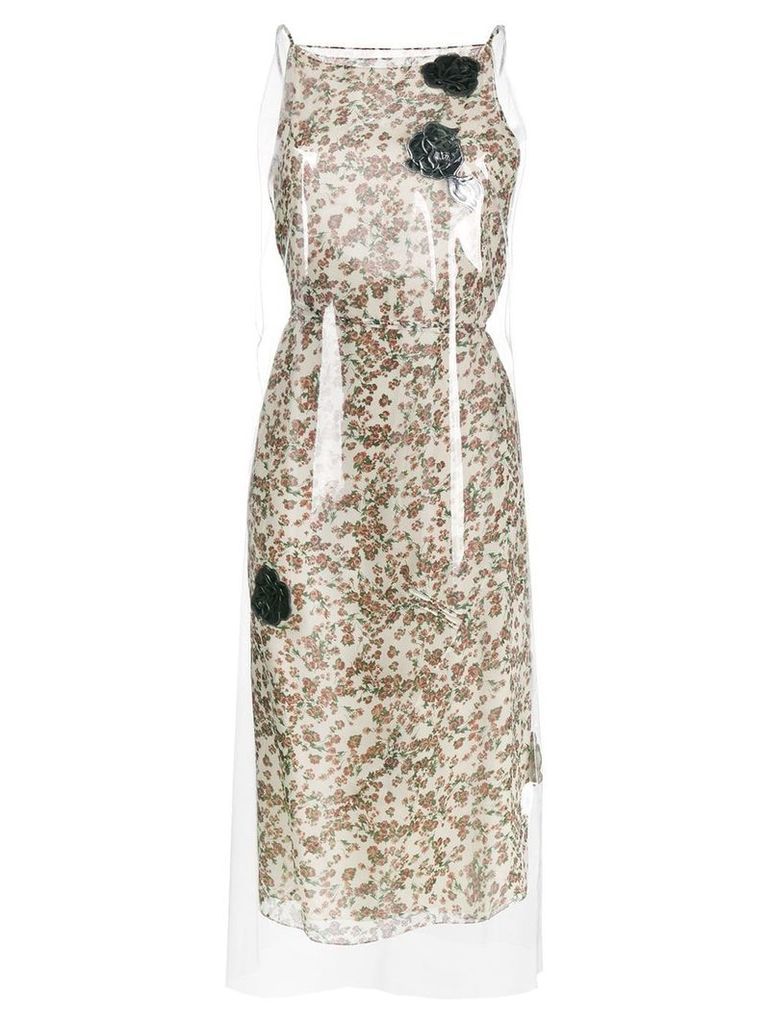 Calvin Klein 205W39nyc Floral Print midi dress with transparent