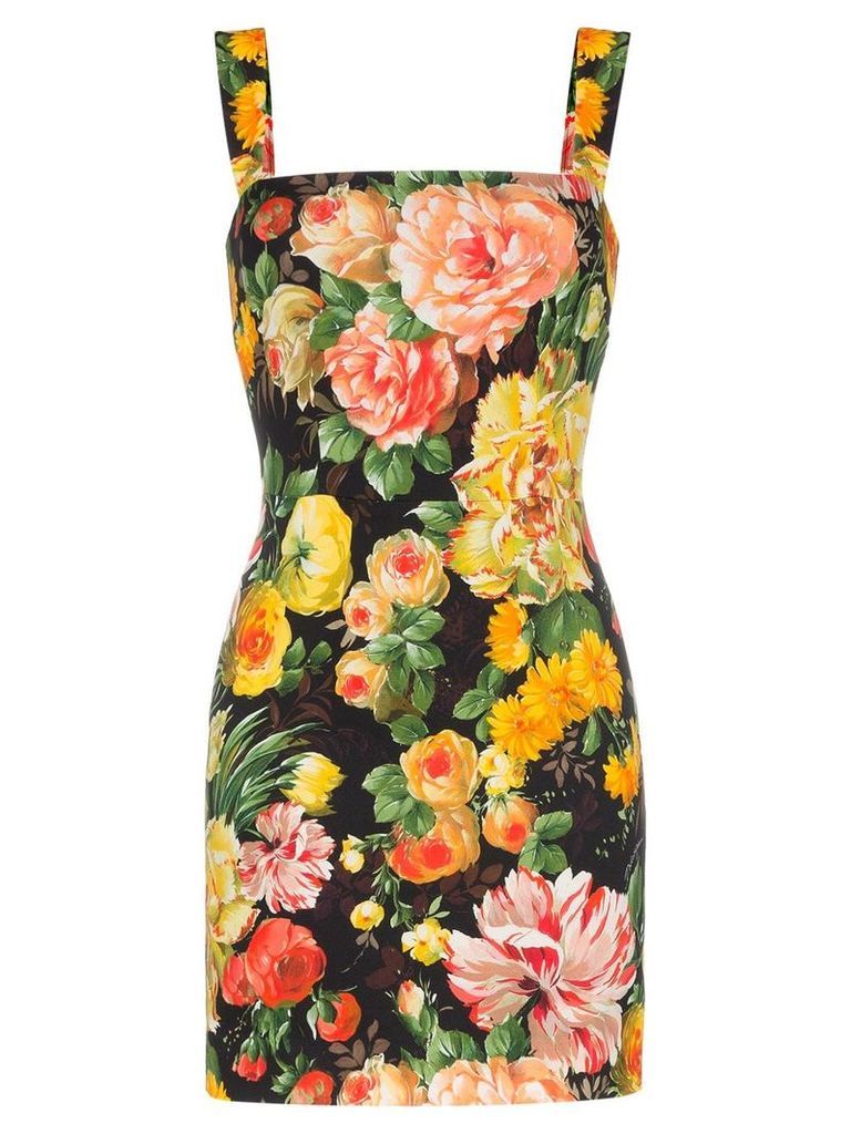 Dolce & Gabbana Cady floral print sleeveless mini dress - Yellow