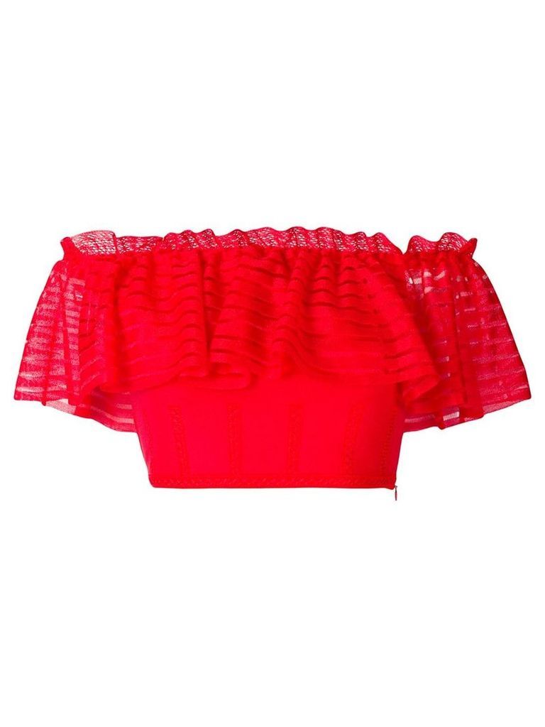 Alexander McQueen cropped off-the-shoulder top - Red