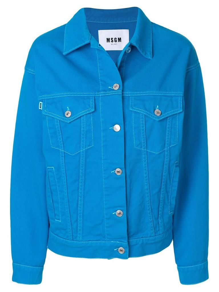 MSGM brand patch denim jacket - Blue