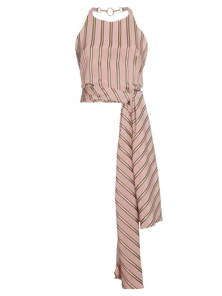 Esteban Cortazar Striped satin wrap top - PINK