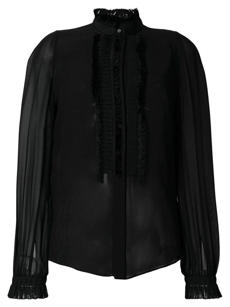 Roberto Cavalli pleated sheer blouse - Black
