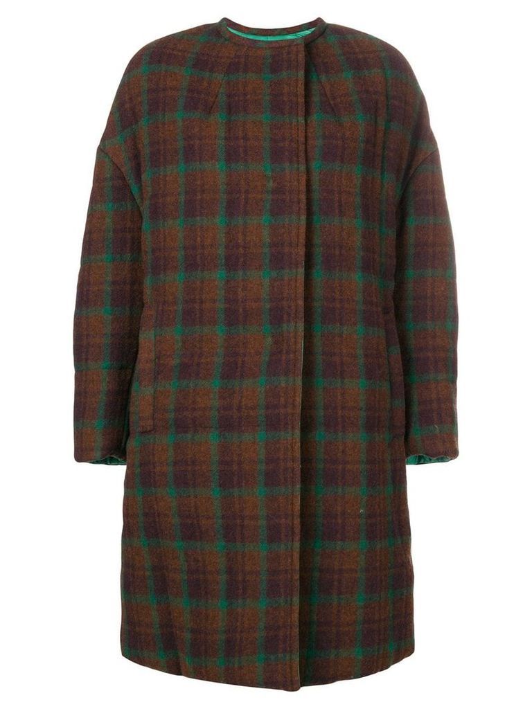 Isabel Marant checked oversized coat - Brown