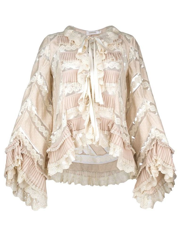 Zimmermann pleated lace blouse - Neutrals