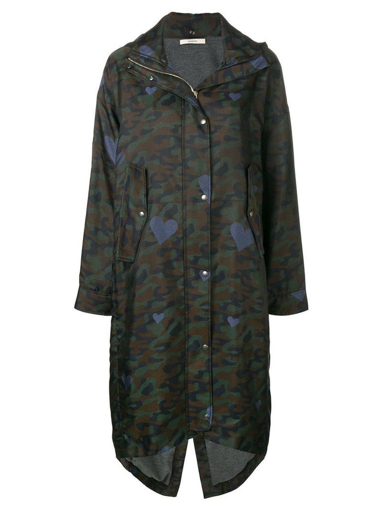 Odeeh camouflage print parka coat - Green