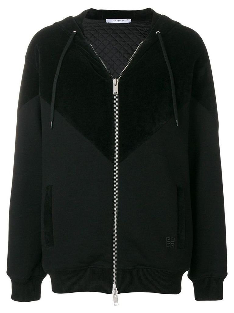Givenchy panelled zip front hoodie - Black