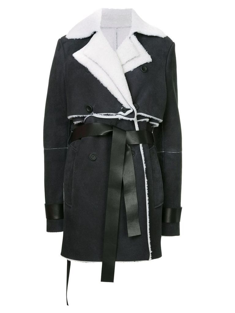 Unravel Project shearling double trench coat - Black
