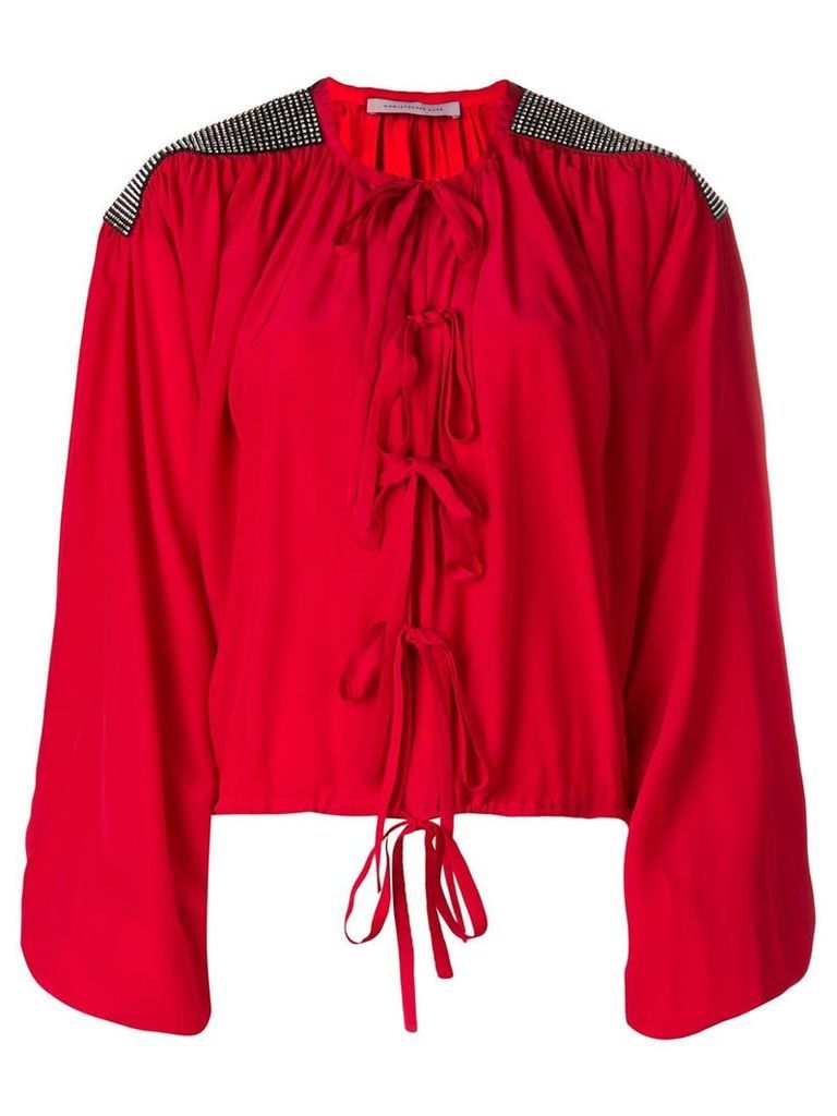 Christopher Kane crystal bow blouse - Red