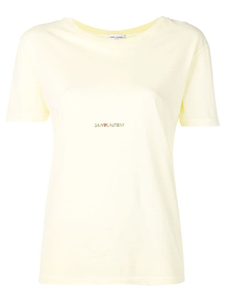 Saint Laurent logo-print T-shirt - Yellow