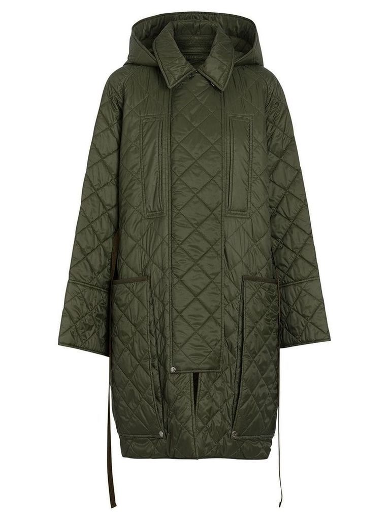 Burberry diamond quilted hooded coat - Green