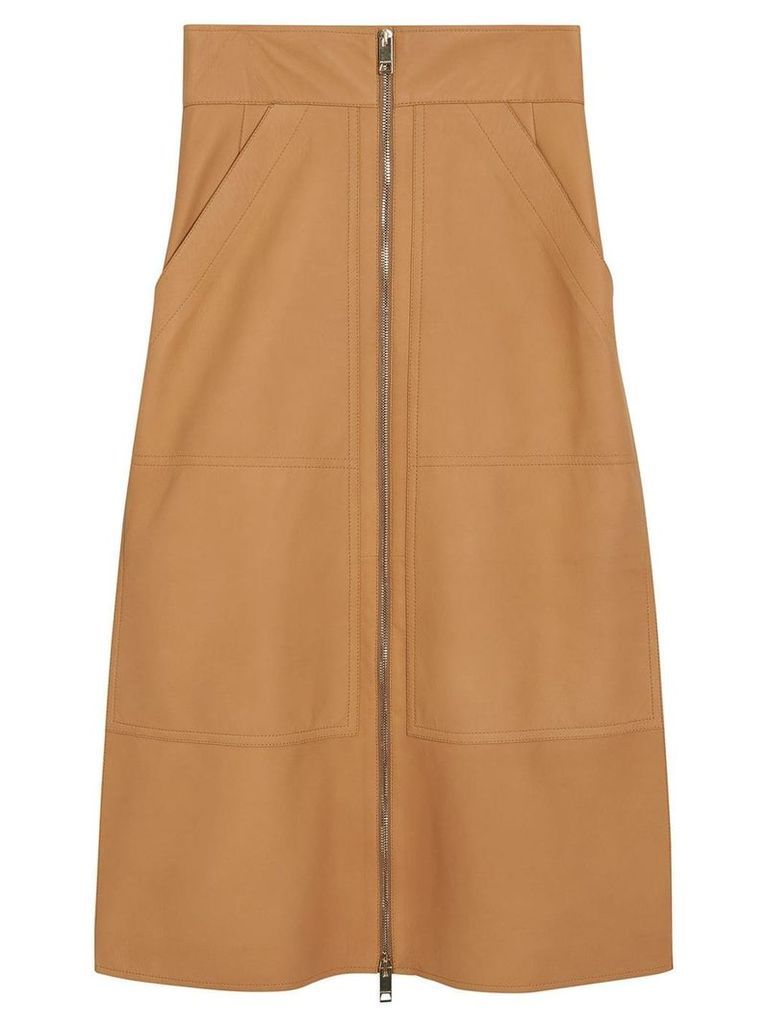 Burberry Lambskin High-waisted Skirt - Neutrals
