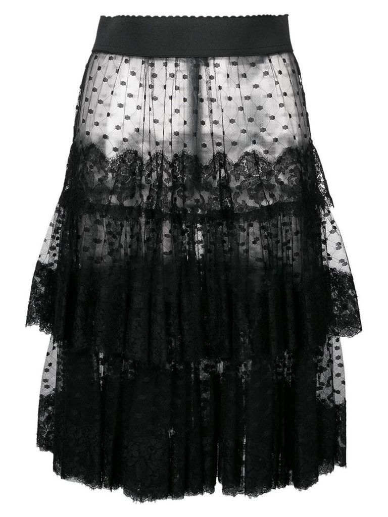 Dolce & Gabbana sheer frilled skirt - Black
