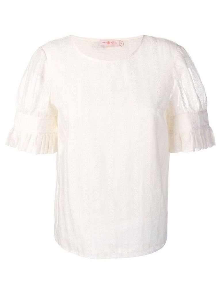 Tory Burch pleated sheer blouse - NEUTRALS