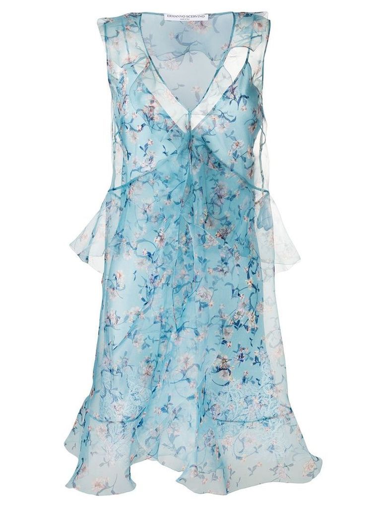 Ermanno Scervino floral tulle dress - Blue
