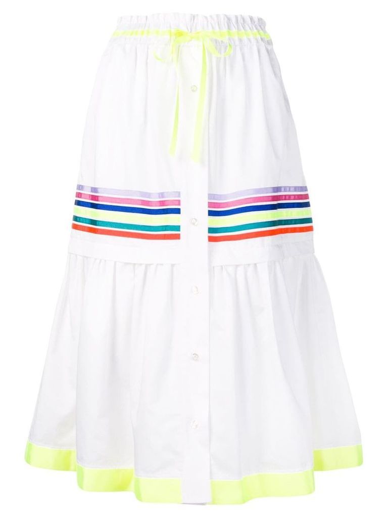 Mira Mikati stripe panel tiered skirt - White