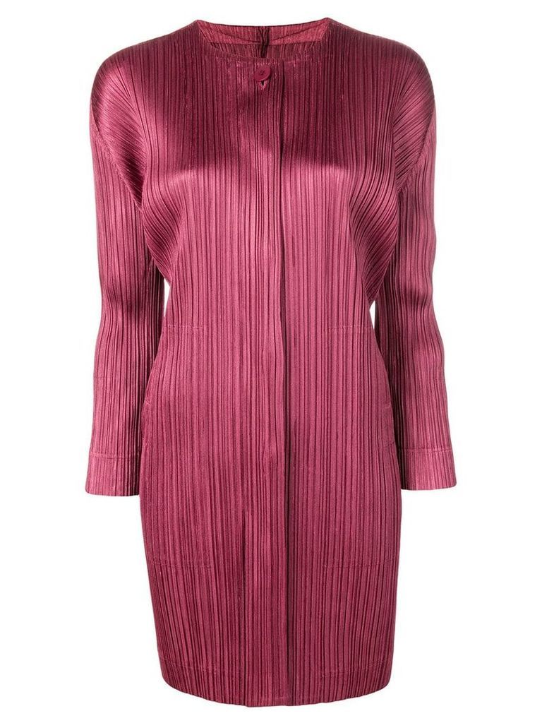 Pleats Please Issey Miyake micro pleated coat - Red