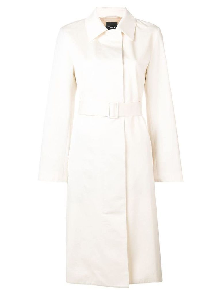Theory belted single-breasted coat - NEUTRALS