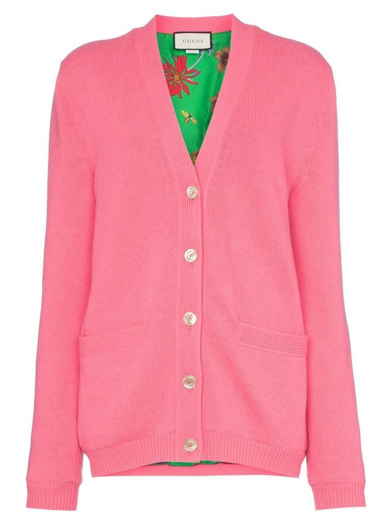 Gucci contrast GG oversized knitted cardigan - PINK