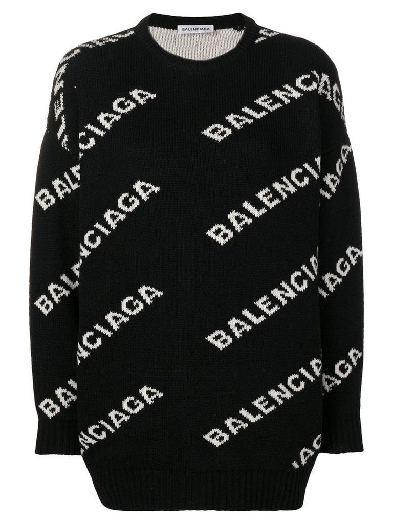 Balenciaga intarsia logo jumper - Black