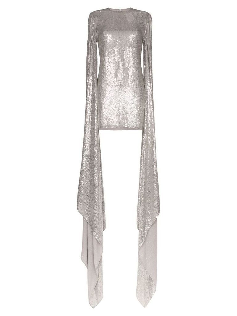 Ashish drape sleeve sequin mini dress - Silver