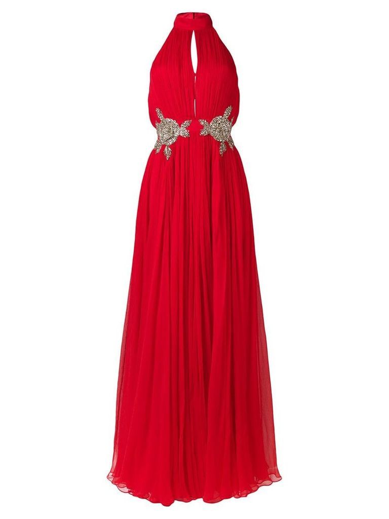 Alexander McQueen crystal embellished waist gown - Red